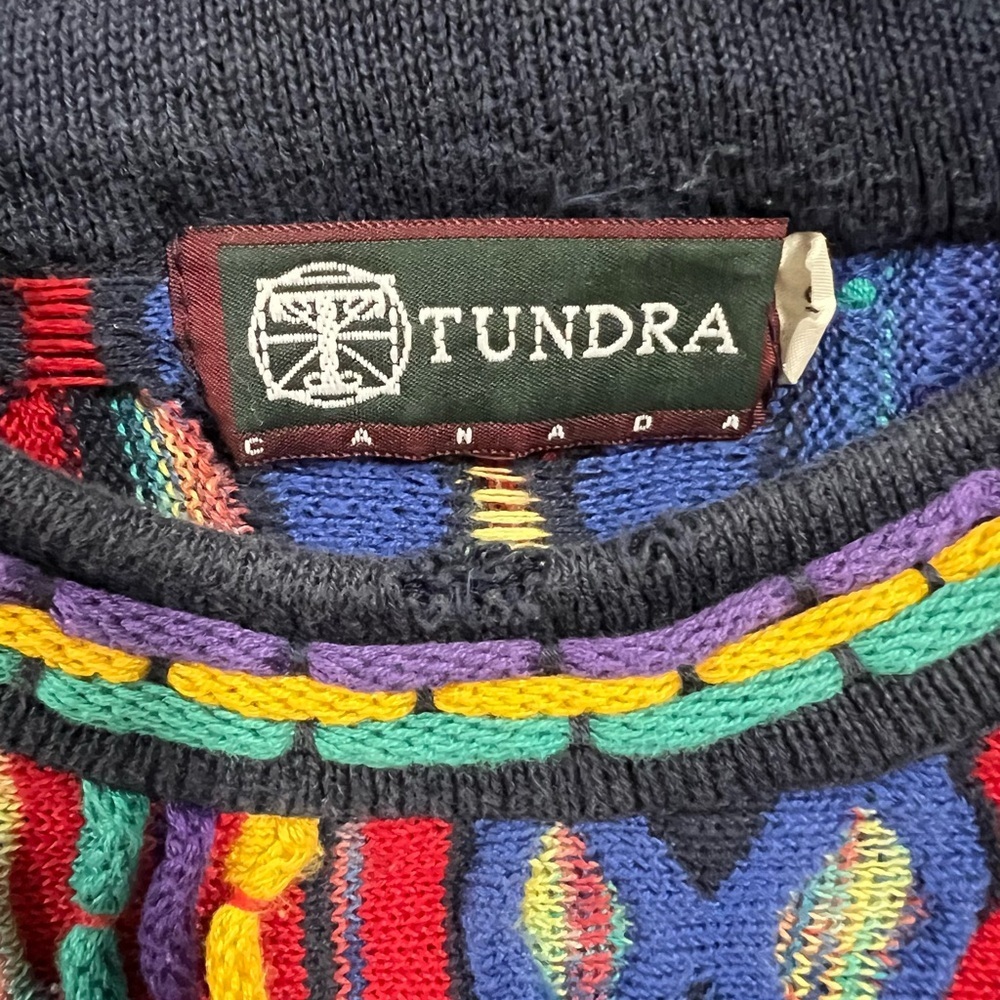 Tundra Canada Mens Vintage 90s Y2K 3D Colorful Knit Long Sleeve Sweater Size L - Picture 5 of 11